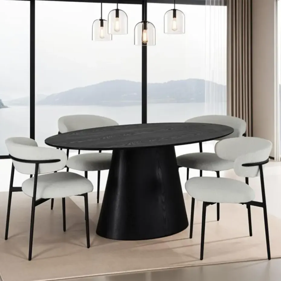 Eettafel Ovaal 160cm - Zwart Eikenhout - 4-6 Personen - Tango