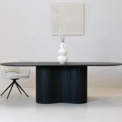 Eettafel Ovaal 300cm - Zwart - Hout - Eettafel Ava