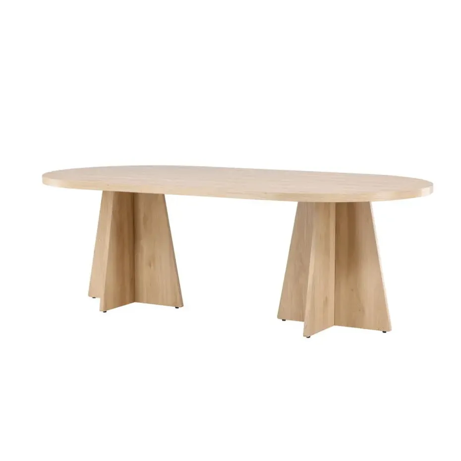 Eettafel Ovaal Naturel 220cm - Fineer - Scandinavisch - Tafel Bootcut