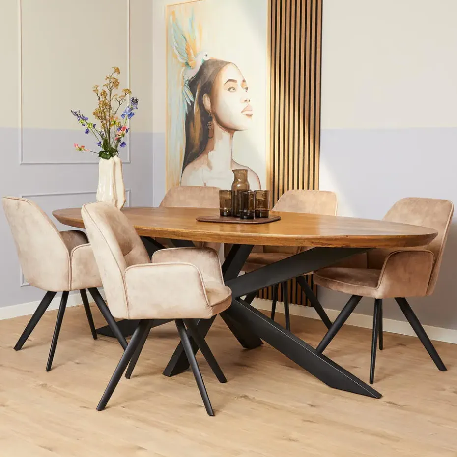Eettafel Ovaal Naturel Mangohout - 300x110x76cm - Brandy