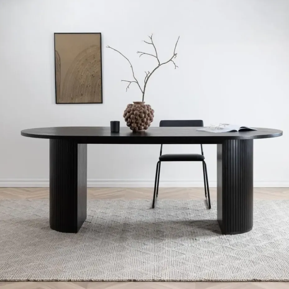 Eettafel Ovaal Zwart 200cm - Fineer - Scandinavisch