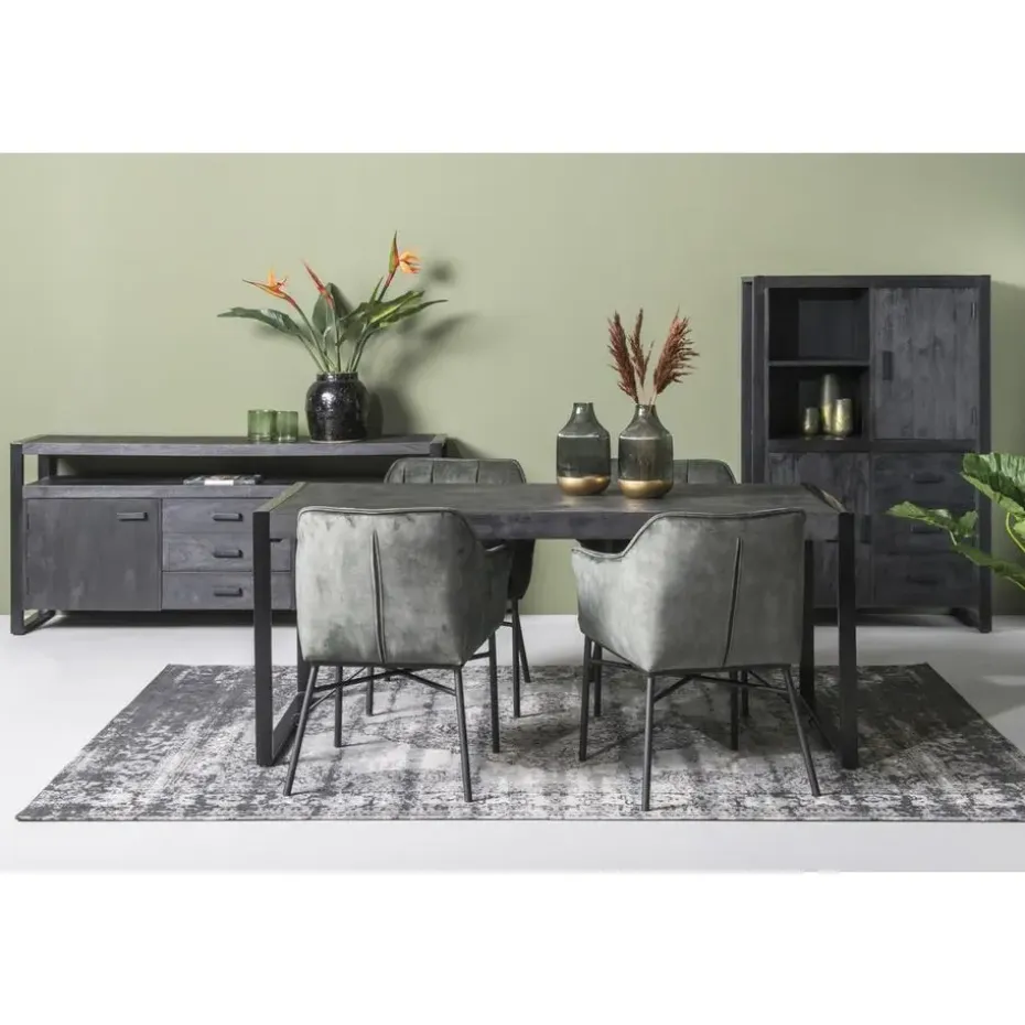 Eettafel Rechthoek 160cm - Zwart Mangohout - 2-4 personen - Norris