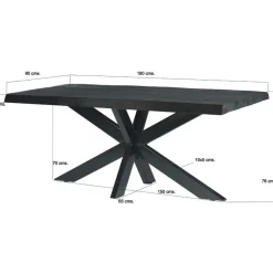 Eettafel Rechthoek 180cm - Zwart Mangohout - 2-4 personen - Norris
