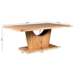 Eettafel Rechthoek Naturel Hout - 200x110x76cm - Voco