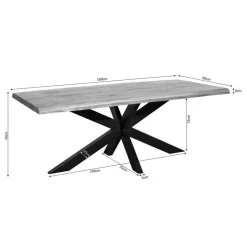 Eettafel Rechthoek Naturel Hout - 160x90x76cm - Denver