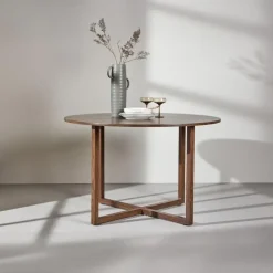 Eettafel Rond - Walnoot MDF - 120x120x75cm - Durango