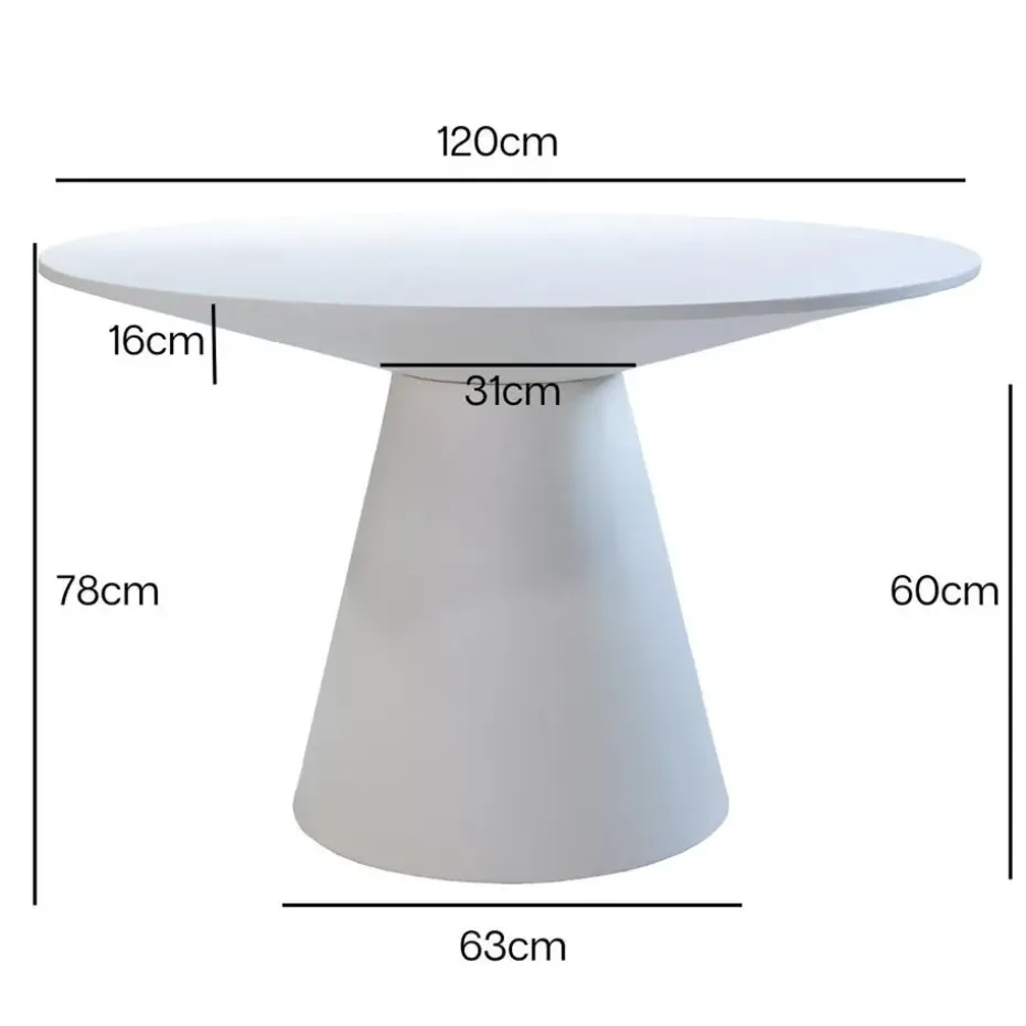 Eettafel Rond 120cm - Beige - Betonlook - Eettafel Sep