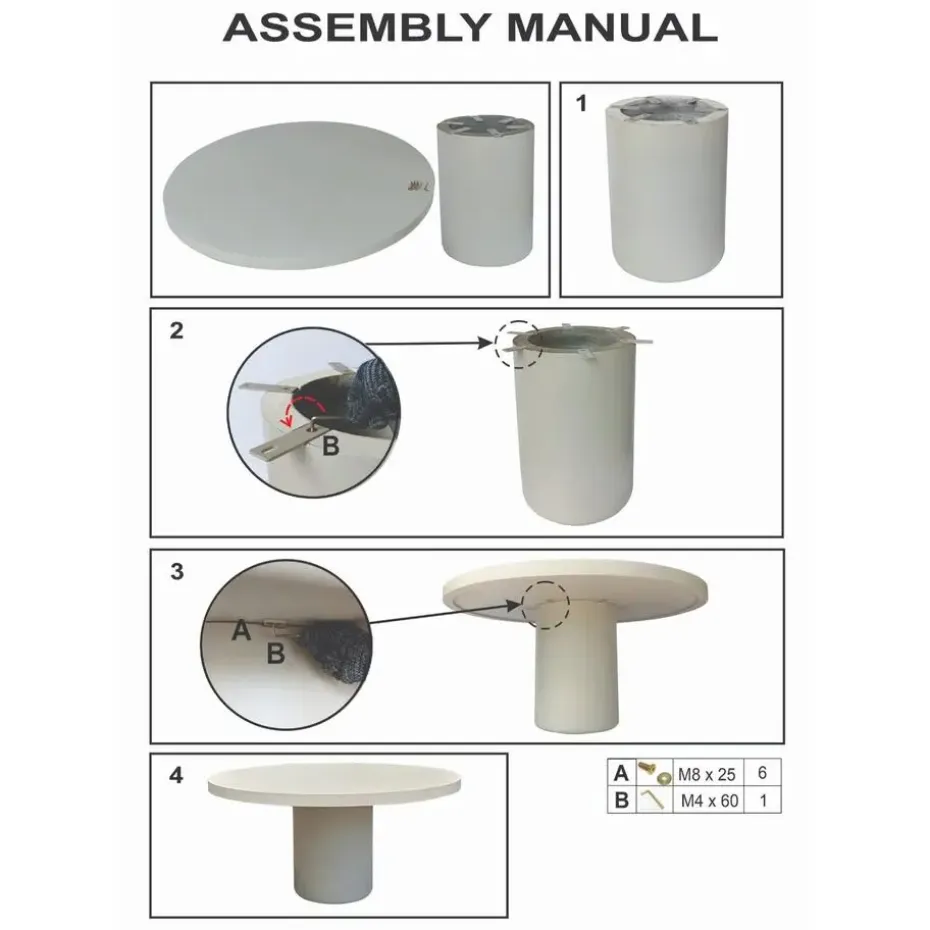 Eettafel Rond 150cm - Wit Eco Composiet - Betonlook - Eden