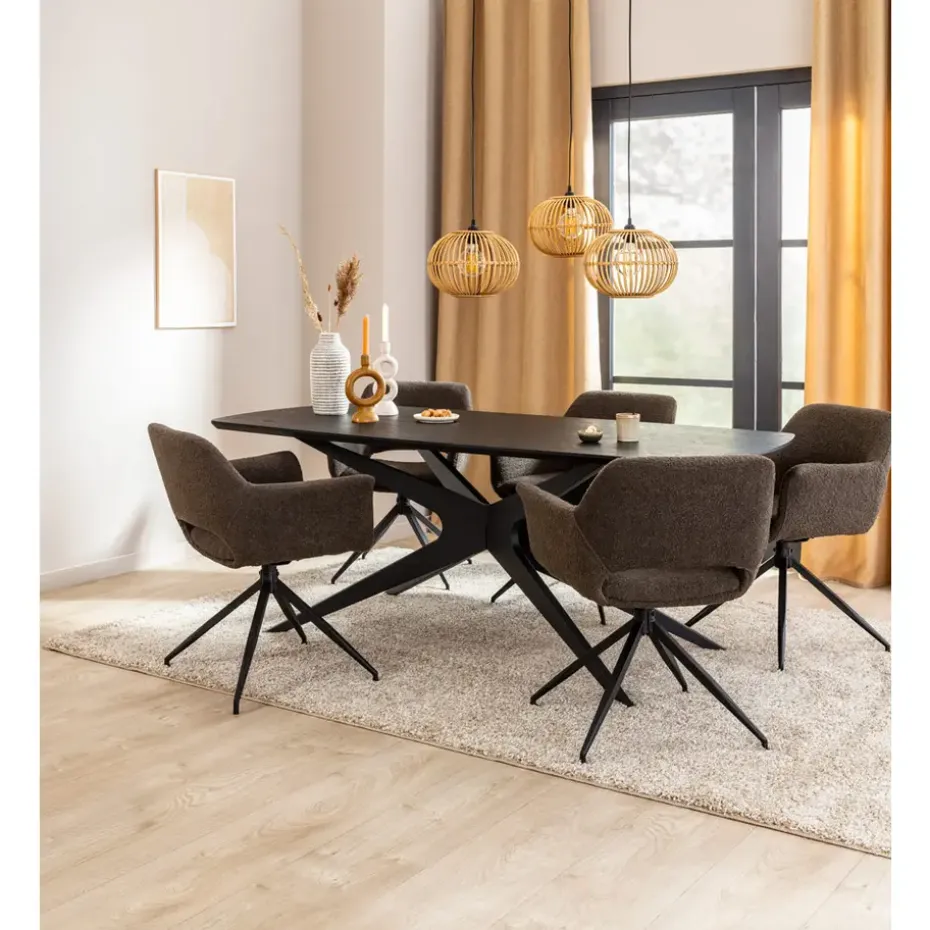 Eettafel Suzanne - zwart - 200x90 cm