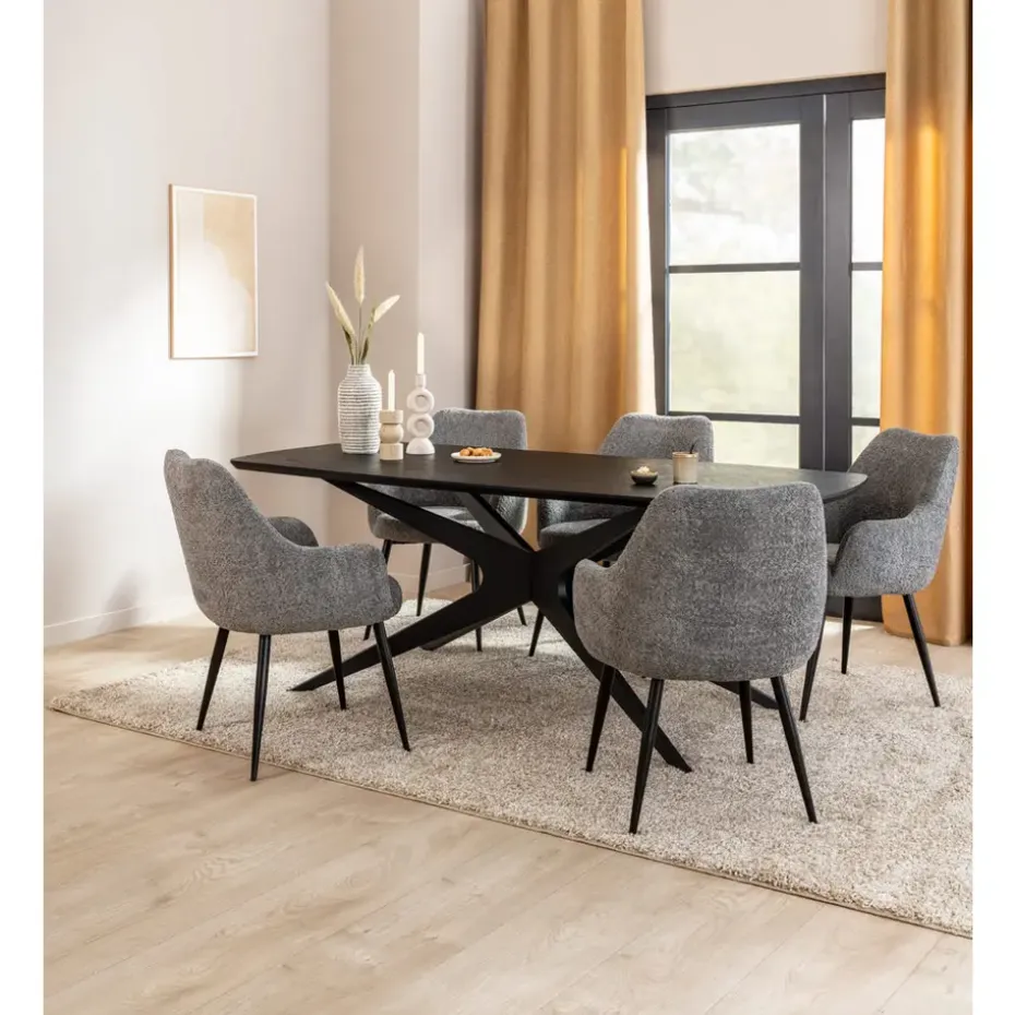 Eettafel Suzanne - zwart - 200x90 cm
