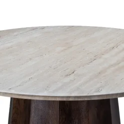 Eettafel Travertin Ø150cm - Japandi Stijl - Tafel Lucio