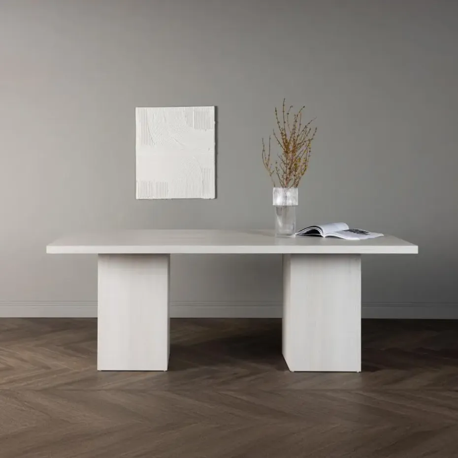 Eettafel Whitewash Hout - 200x90x75cm - Olga