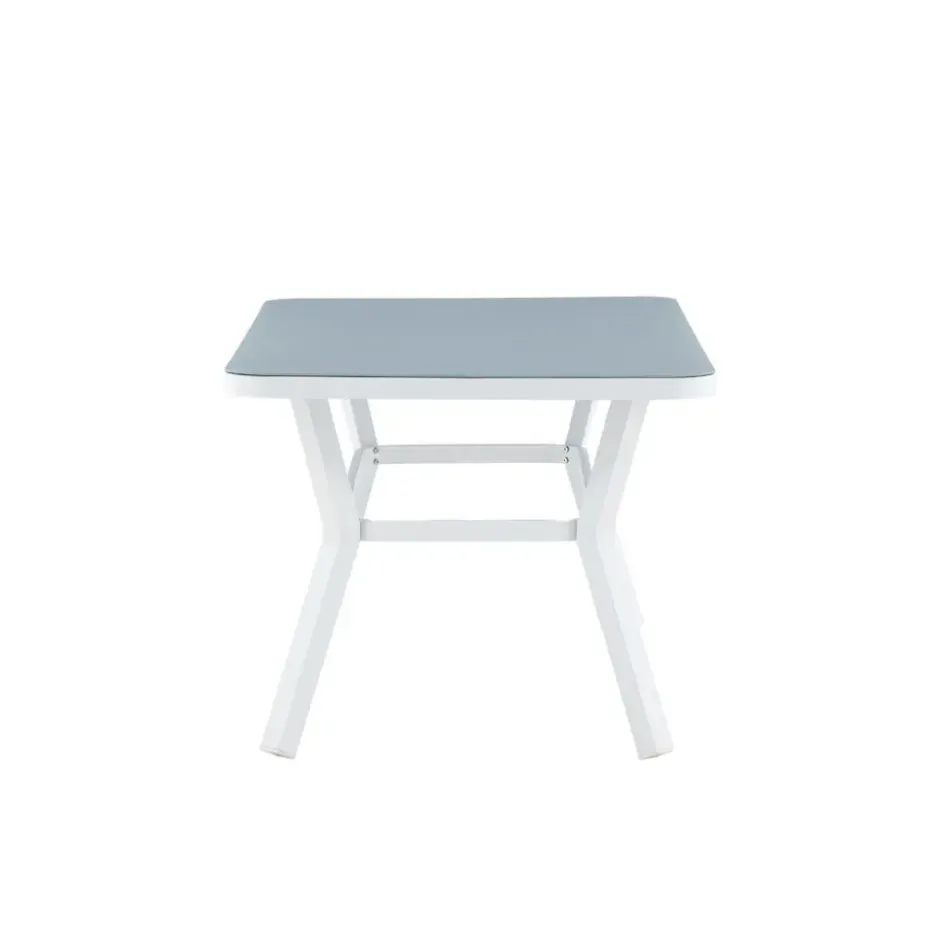 Eettafel Wit Grijs Glas - 160x90x74cm - Virya