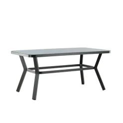 Eettafel Wit Grijs Glas - 200x100x74cm - Virya