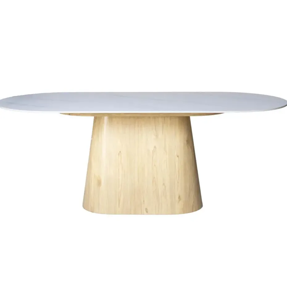 Eettafel Wit Keramiek/Naturel - 200x90x75cm - Madia