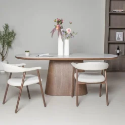 Eettafel Wit Keramiek/Walnoot - 200x90x77cm - Alba