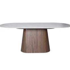 Eettafel Wit Keramiek/Walnoot - 200x90x75cm - Madia