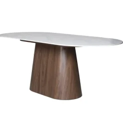 Eettafel Wit Keramiek/Walnoot - 200x90x75cm - Madia