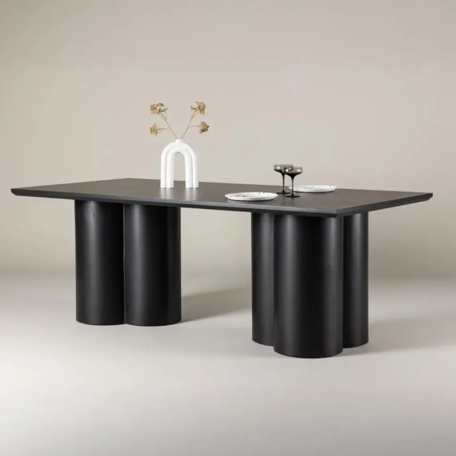 Eettafel Zwart 210cm - Fineer - 6-8 Personen - Tafel Olivia