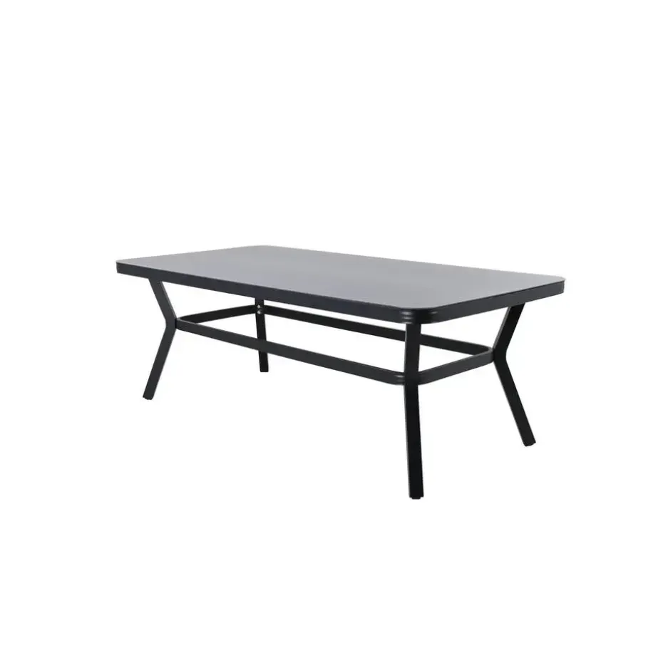 Eettafel Zwart Grijs Glas - 200x100x74cm - Virya