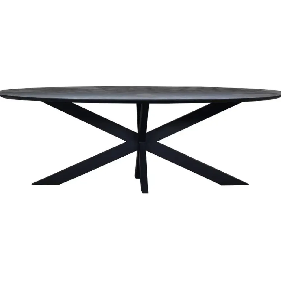 Eettafel Zwart Mangohout - 200x100x78cm - Diamond