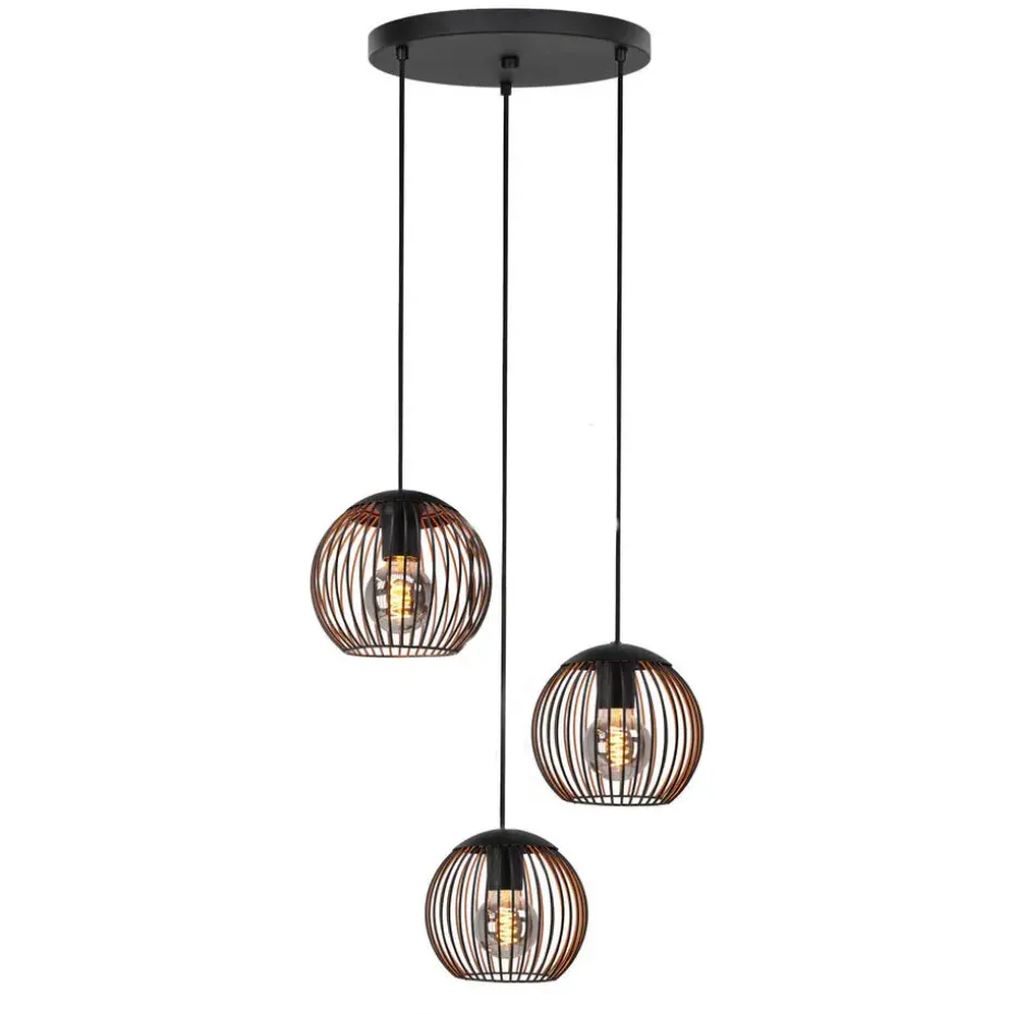 EGLO Almanzora Hanglamp - E27 - Ø 46.5 cm - Staal - Zwart/Koper