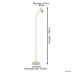 EGLO Carlo Vloerlamp - E14 - 170 cm - Zandkleur - Kantelbaar
