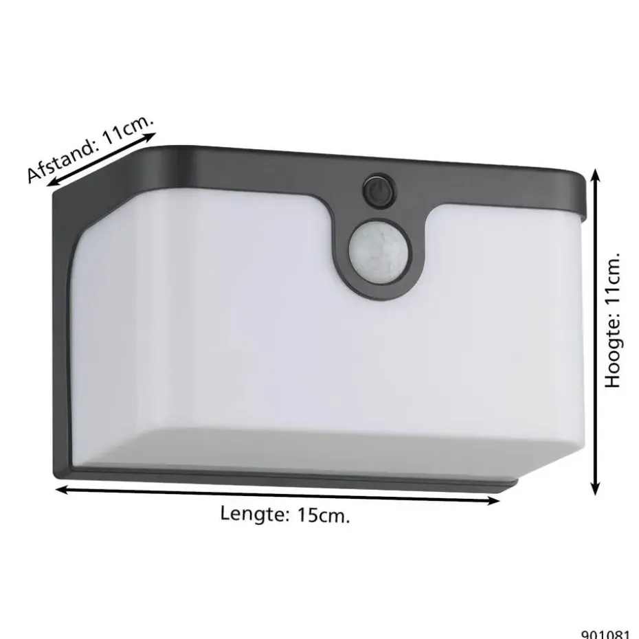 EGLO Croara Solar Wandlamp - LED - 15 cm - Antraciet/Wit