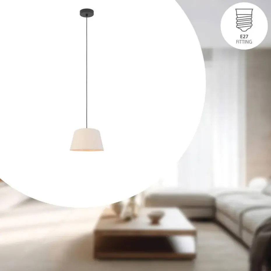 EGLO Febres Hanglamp - E27 - teddy stof - Zwart/Wit