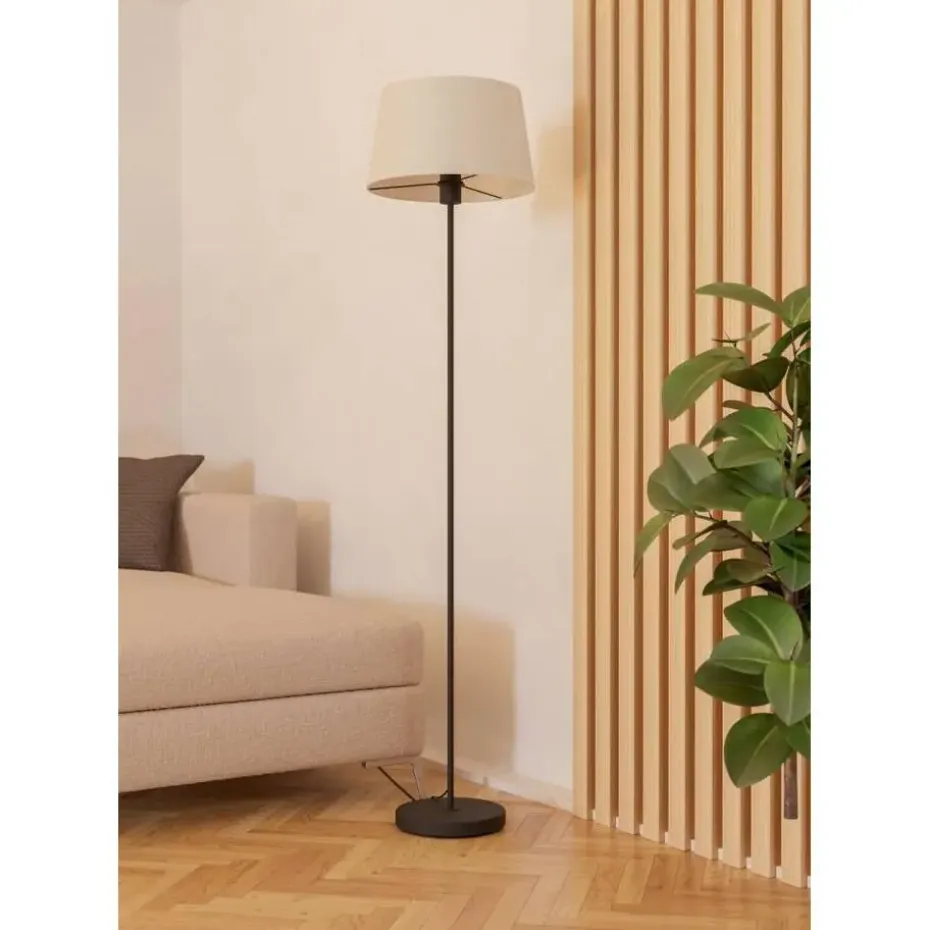 EGLO Febres Staande lamp - E27 - teddy stof - Zwart/Wit