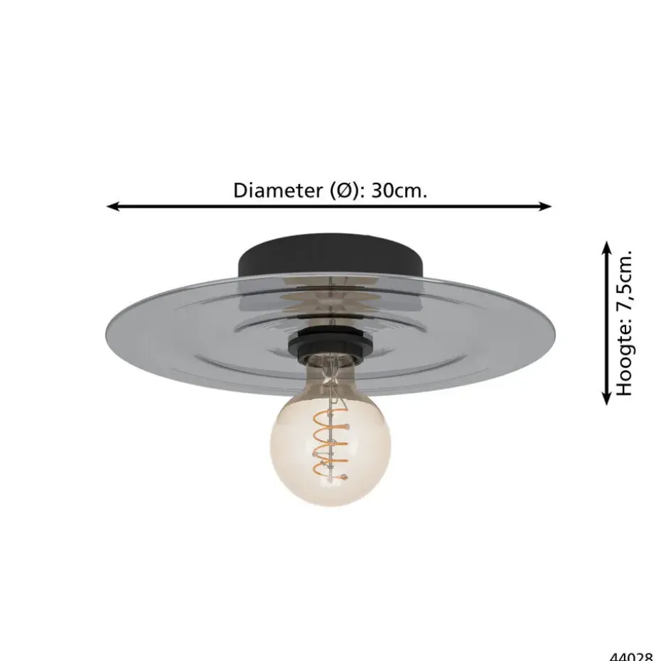EGLO Lintmill Plafondlamp - Wandlamp - E27 - Ø 30 cm - Zwart/Grijs