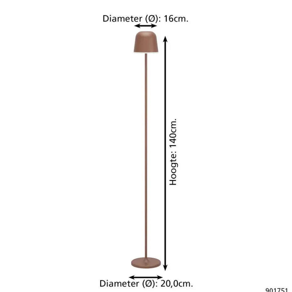 EGLO Mannera-L Staande lamp - USB-C - H 140 cm - Roestbruin