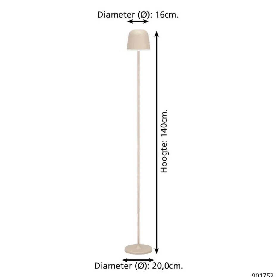 EGLO Mannera-L Staande lamp - USB-C - H 140 cm - Zand