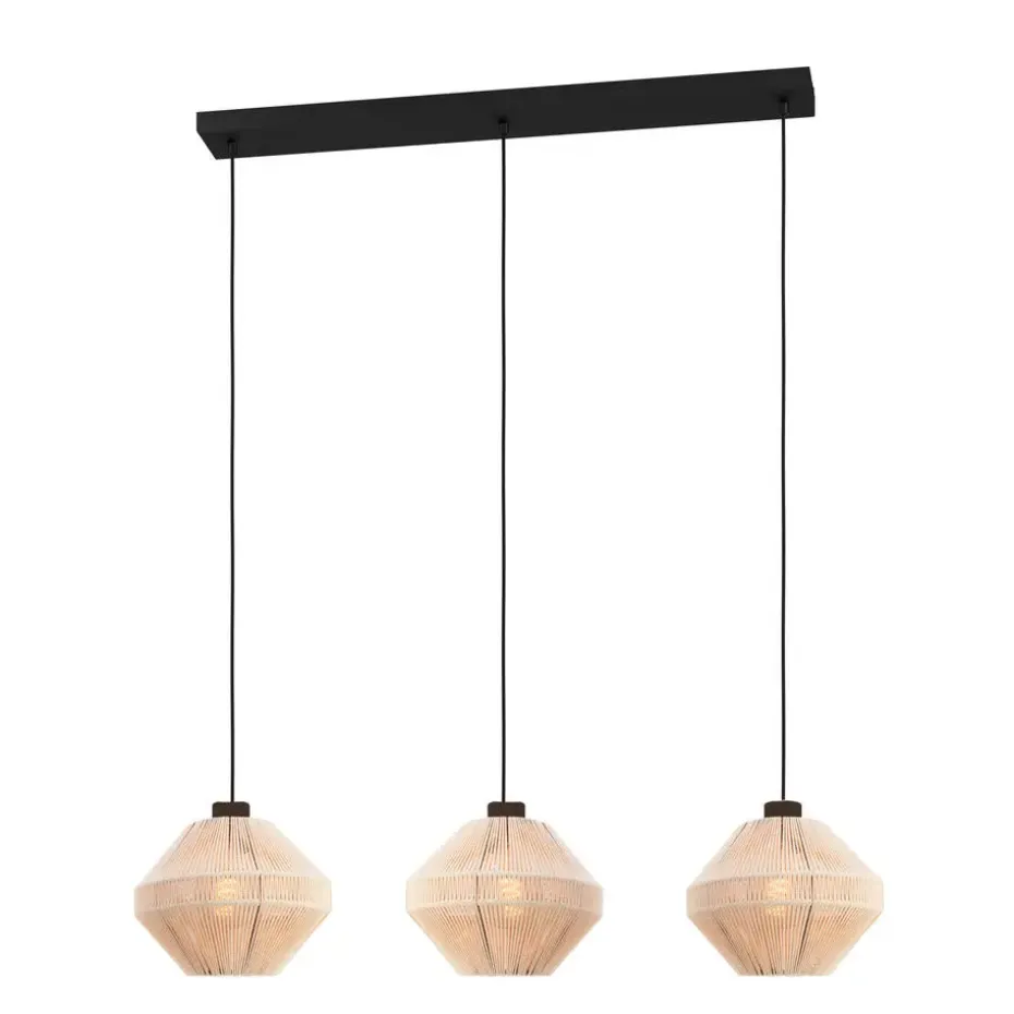 EGLO Midsumer Hanglamp - 3 x E27 - 92 cm - Zwart/Crème - Textiel