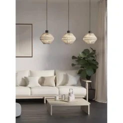 EGLO Midsumer Hanglamp - 3 x E27 - 92 cm - Zwart/Crème - Textiel