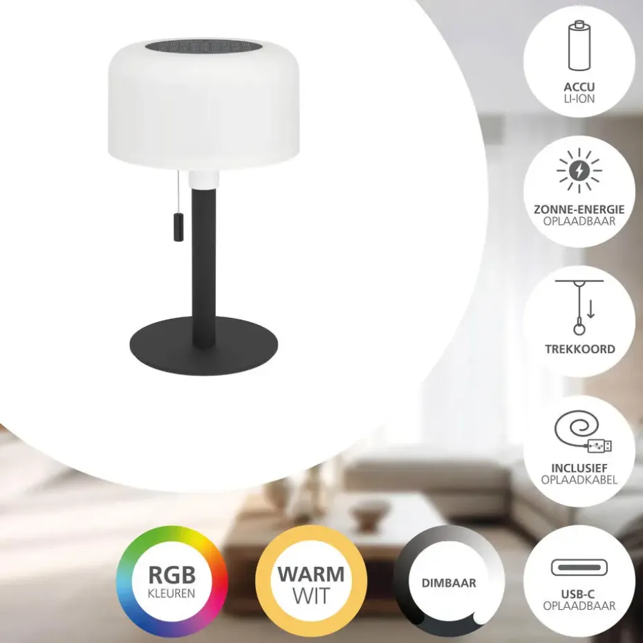 EGLO Montapalma Tafellamp buiten - LED - Zwart, Wit