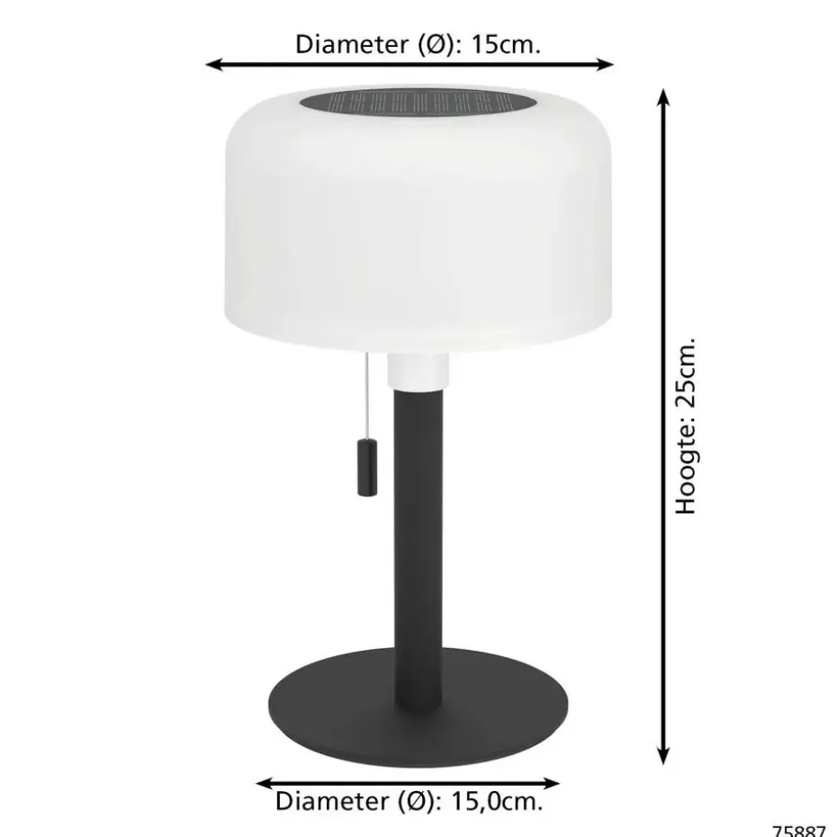 EGLO Montapalma Tafellamp buiten - LED - Zwart, Wit
