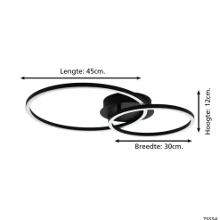 EGLO Palmaves 2 plafondlamp - LED - 55 cm - Rond - Zwart
