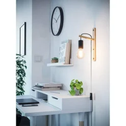 EGLO Pockley Wandlamp - E27 - 29,5 cm - Bruin/Zwart
