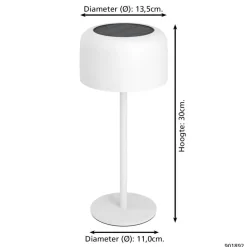 EGLO Roccanova Tafellamp - Solar - 30 cm - Wit - Oplaadbaar