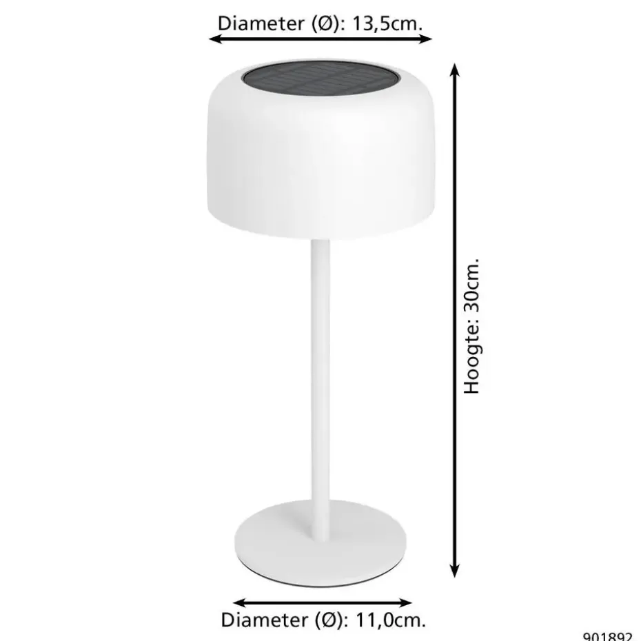 EGLO Roccanova Tafellamp - Solar - 30 cm - Wit - Oplaadbaar
