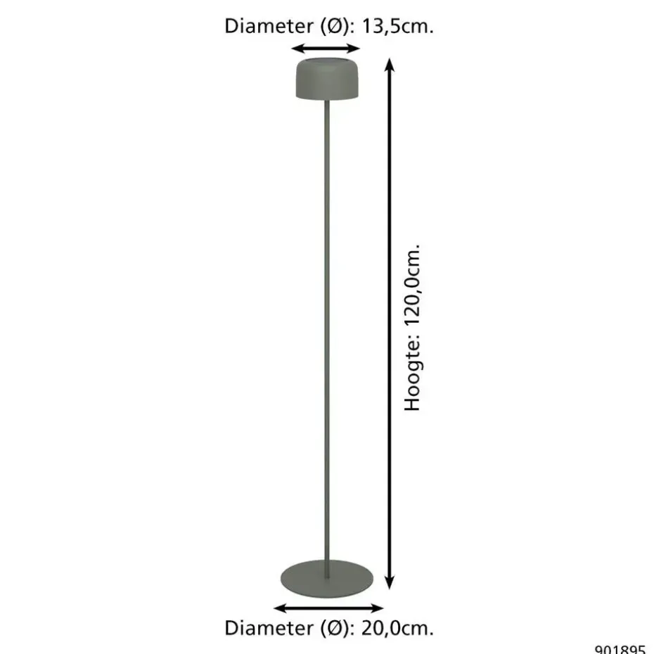 EGLO Roccanova-L Vloerlamp - Solar - 120 cm - Groen - Oplaadbaar
