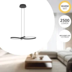 EGLO Serpins Hanglamp - LED - 66 cm - Zwart/Wit