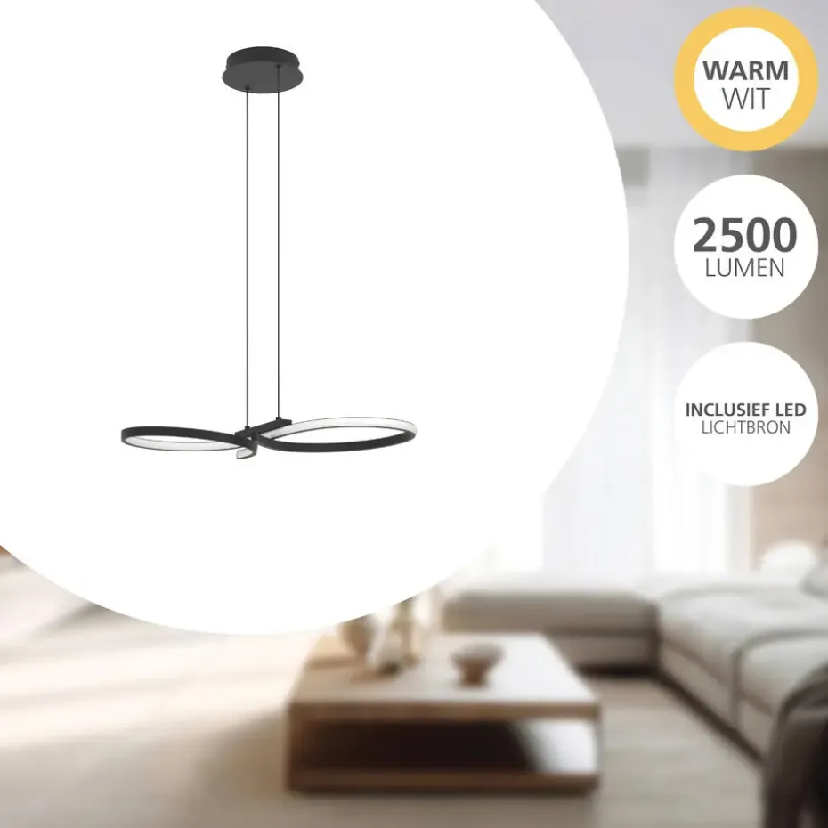 EGLO Serpins Hanglamp - LED - 66 cm - Zwart/Wit