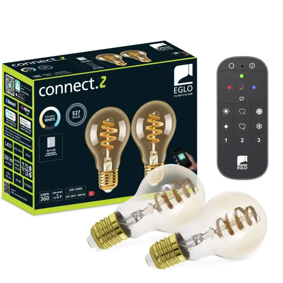 EGLO starter-z Starterspakket - 2x E27 Spiral LED lampen - Afstandsbediening