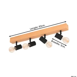 EGLO Townshend 3 Spot - E27 - 63 cm - Bruin/Zwart