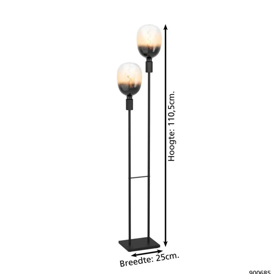 EGLO Valdemoro Vloerlamp - E27 - 110,5 cm - Zwart - Staal