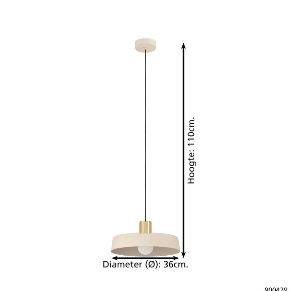 EGLO Valdiola Hanglamp - E27 - Ø 36 cm - Beige/Goud - Staal