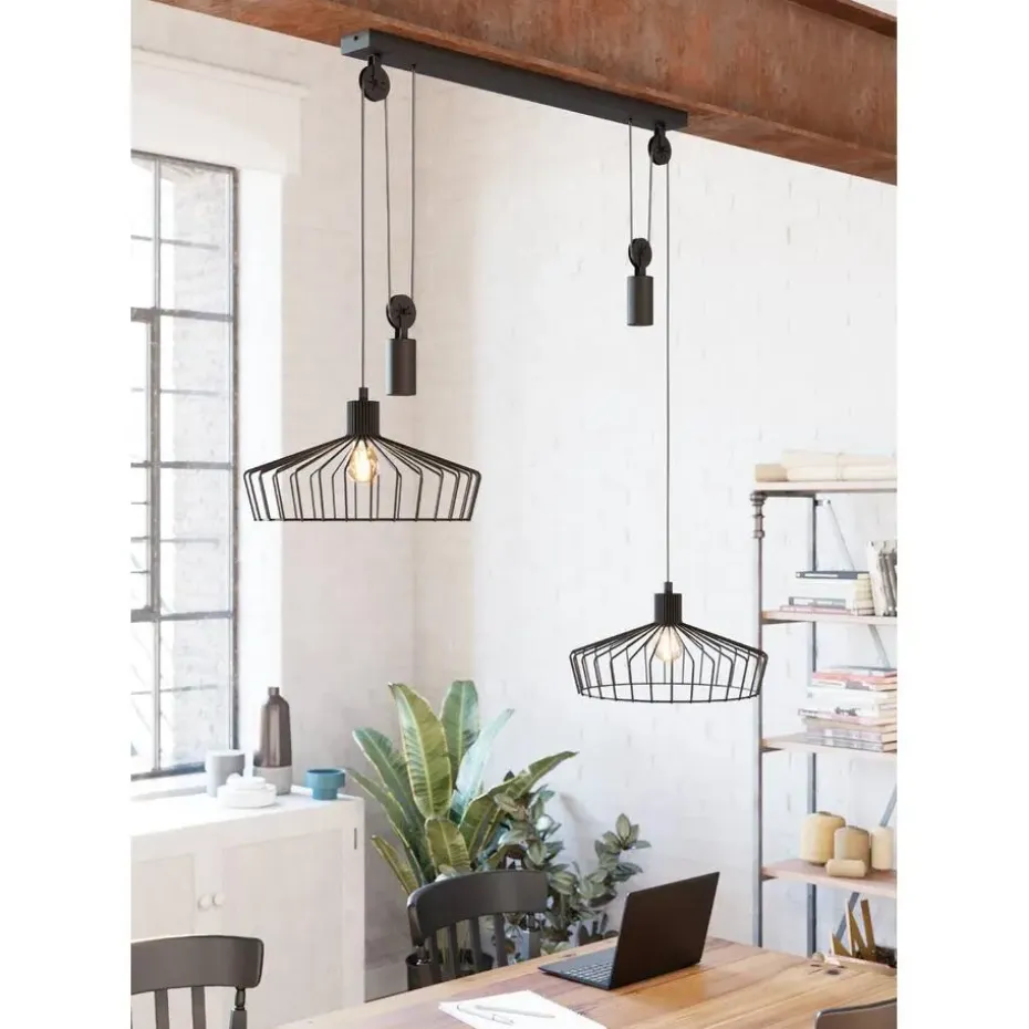 EGLO Winkworth Hanglamp - E27 - Ø 50 cm - Zwart