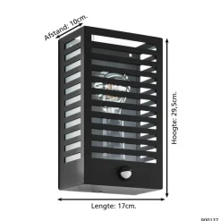 EGLOAlamonte3WandlampBuiten-E27-29,5cm-Sensor-Zwart